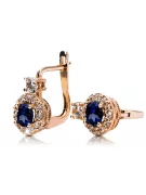 Vintage craft Earrings Sapphire 14K Rose gold cec003r